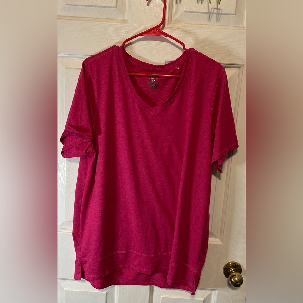 Game time Women's V-Neck Pink Top athletic 2XL